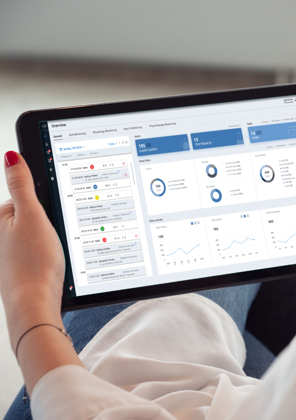Clinical monitoring dashboard on a tablet